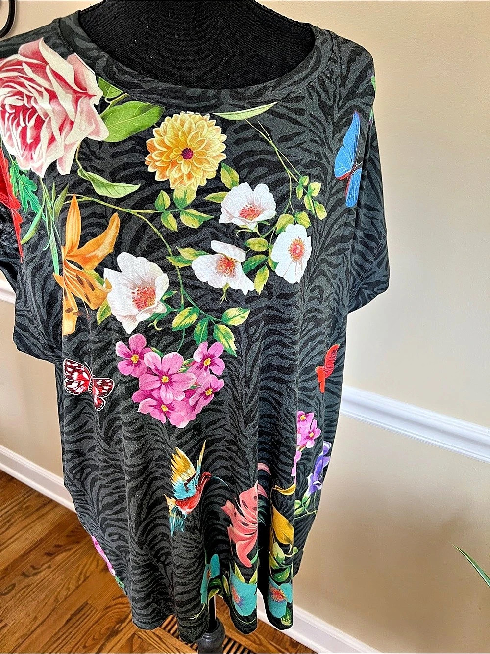 Johnny Was T15022-1 Floral Short Sleeve Top XL